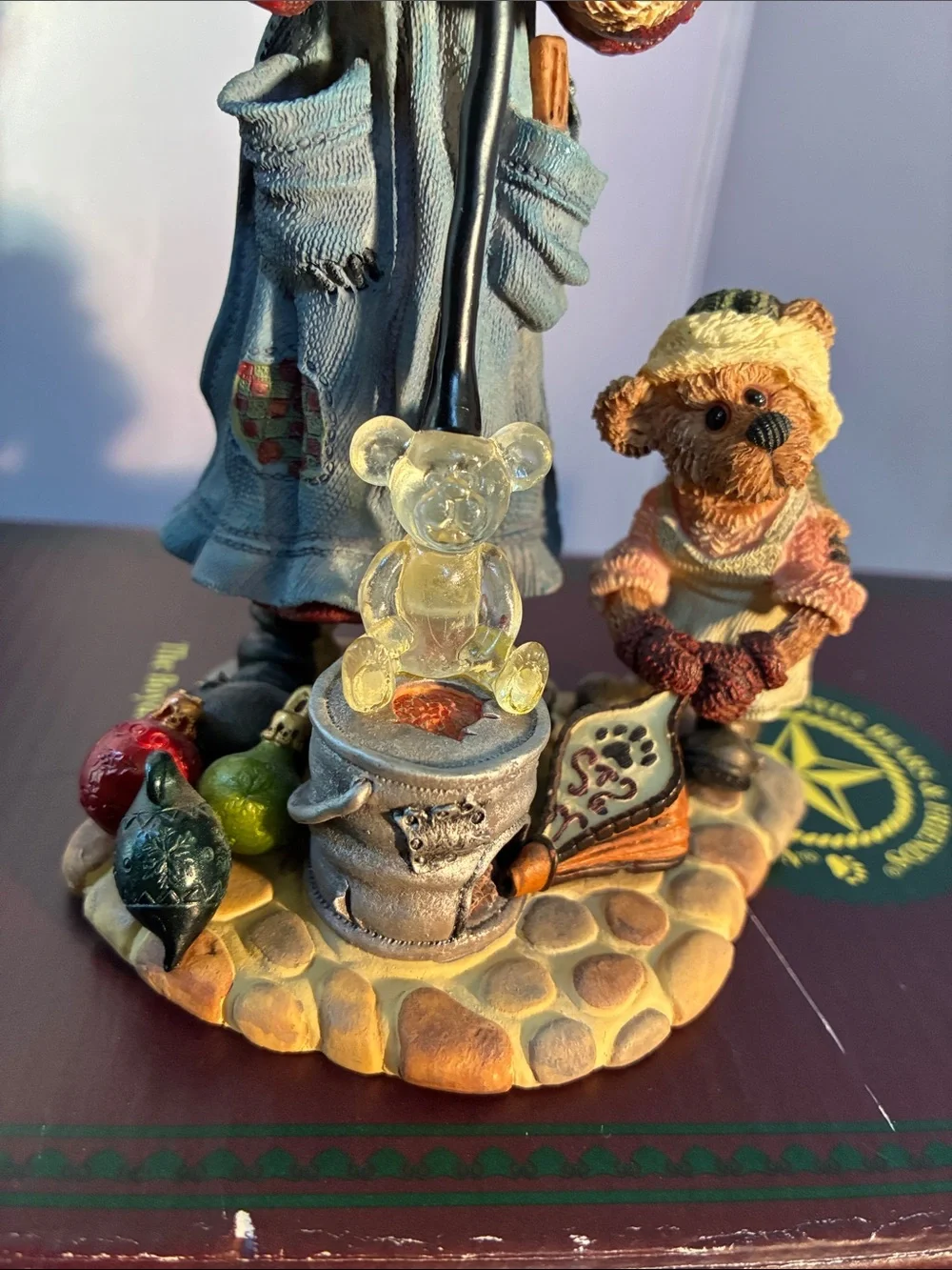 Boyds Bears Blue and Cream Santa with Dog Figurine